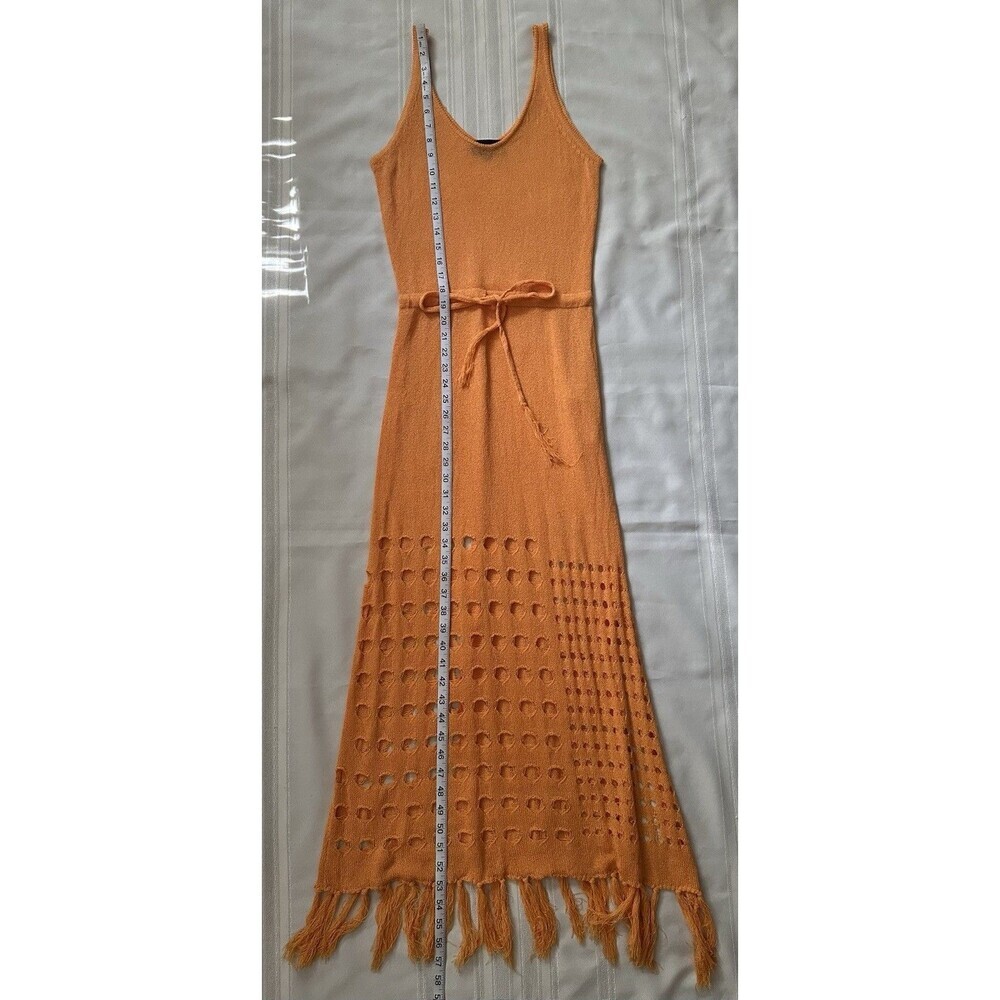 Vici Caliana Tassel Cover-Up Maxi Dress Size L Orange Boho Style Sleeveless EUC - Picture 11 of 16